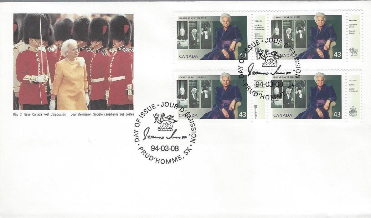 1994 #1509 Gov. Gen. Jeanne Sauve FDC with CP cachet