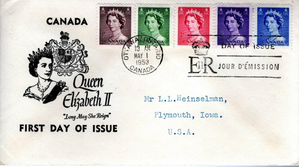 1953 #325-9 QE II - Karsh Portrait combo FDC with Sanders cachet