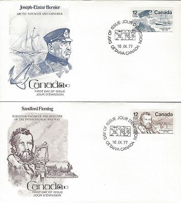 1977 #738-9 Famous Canadians set of 2 FDC with Fleetwood cachet