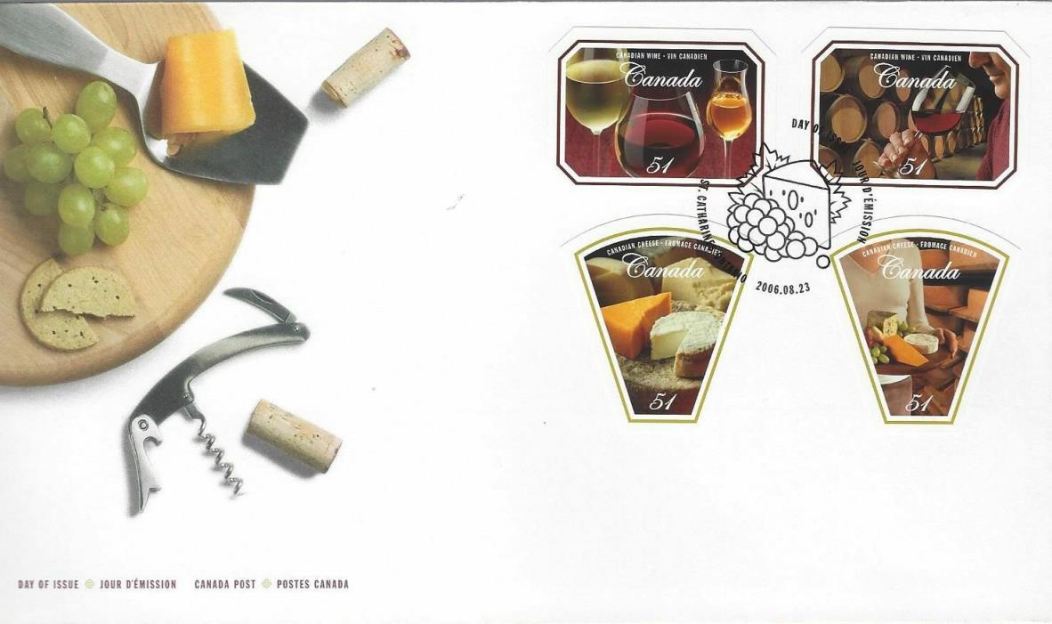 2006 #2168-71 Canadian Wine & Cheeses FDC with CP cachet