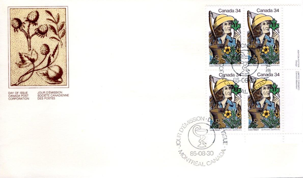 1985 #1060 Louis Hebert LR PL BLK  FDC with CP cachet
