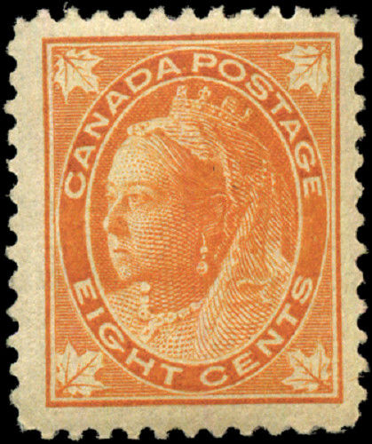 Canada #72 mint VF OG VVVLH 1897 Queen Victoria 8c orange Maple Leaf CV$450.00