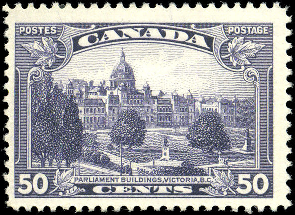 Canada #226 mint F-VF OG NH 1935 Pictorial 50c dull violet Parliament, Victoria