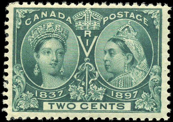 Canada #52 mint F-VF OG tiny HR 1897 Queen Victoria 2c green Diamond Jubilee
