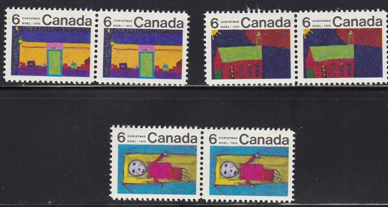 CANADA 1970 CHRISTMAS 6c #s524, 526, 528 2 IDENTICAL IN SE-TENANT PAIRS MNH