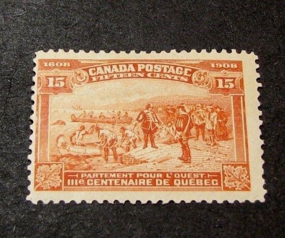 Canada Scott# 102 Quebec Tercent. Issue  Champlain's Departure  MH 1908 C453