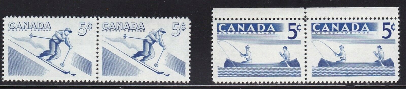 CANADA 1957 RECREATION SPORTS # 365i & 368i  2 IDENTICAL IN SE-TENANT PAIRS MNH