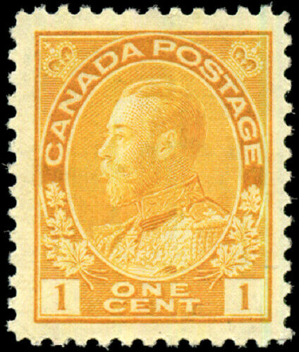 Canada #105 mint VF OG NH 1922 King George V 1c orange yellow Admiral Wet Print