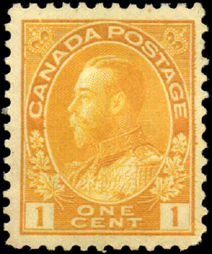 Canada #105 mint F-VF OG NH 1922 King George V 1c orange yellow Admiral Wet Prin