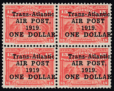 NFLD Trans-Atlantic Air Post Block, Scott C2/a/b, VF MNH, catalogue - $3,160