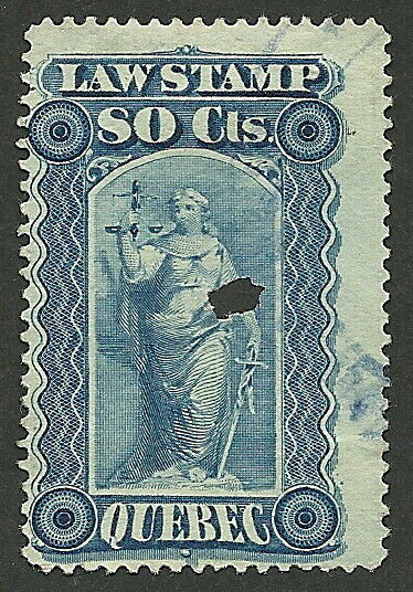 50-14 CANADA Quebec 80c Blue Law Stamp QL41 Used