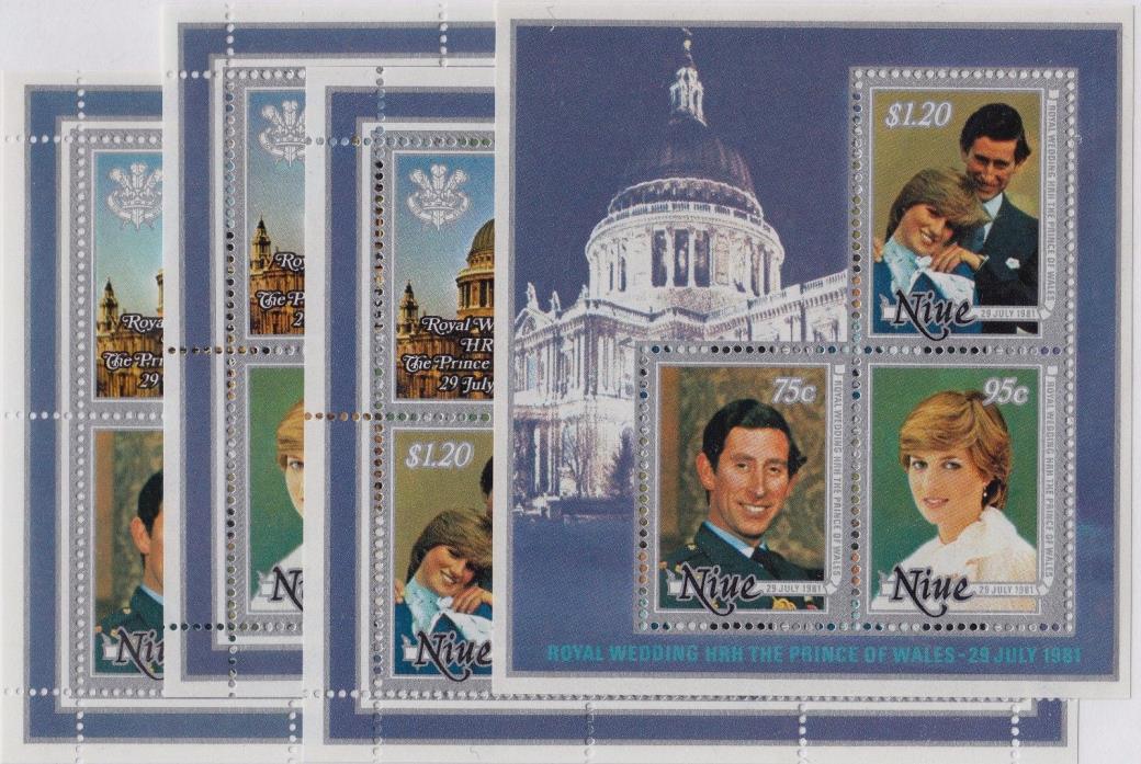 NIUE MNH Scott # 340-342, 342a Royal Wedding - 4 Sheets (18 Stamps) -2