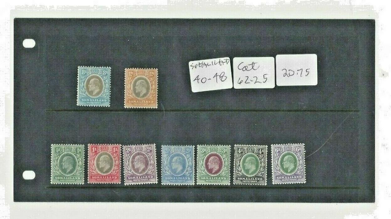 somaliland protectorate #'s 40-48 mt h/f-vf c 1905
