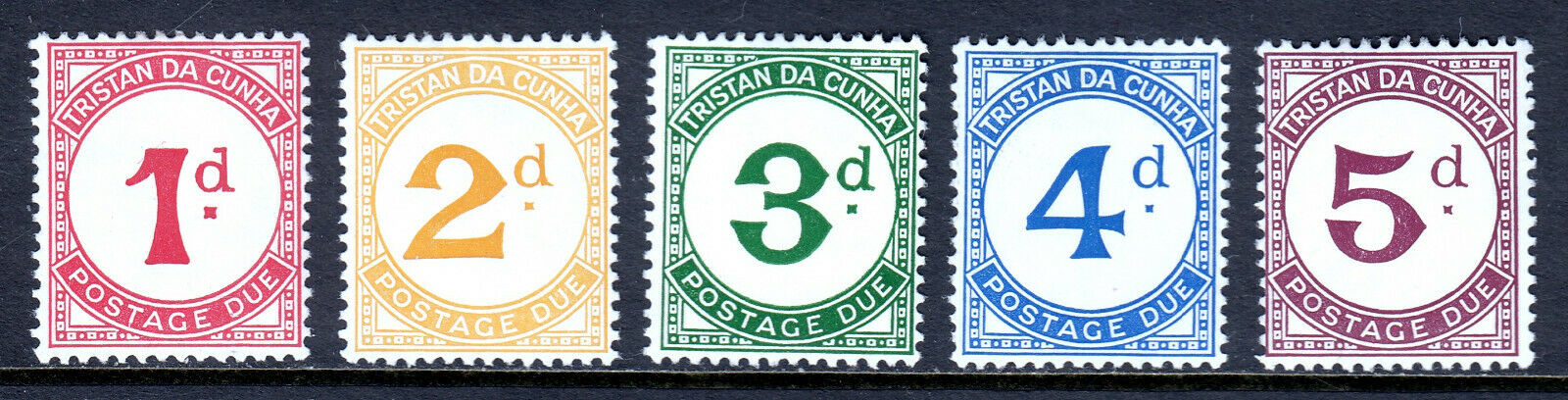 TRISTAN DA CUNHA —SCOTT J1-J5 (SG D1-D5)— 1957 POSTAGE DUE SET— MNH — SCV $24.00