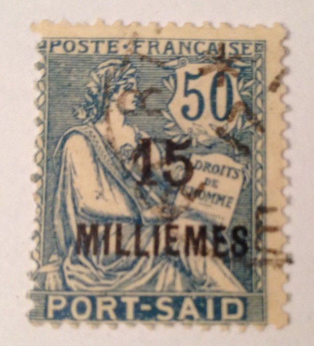 1921 French Offices, Egypt, Port Said, SC #64, surcharged, G-VG, Cancelled