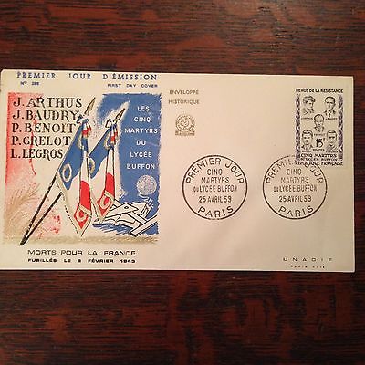 1959 France Cinq Martyrs - Morts Pour La France Cacheted FDC - Sc #915