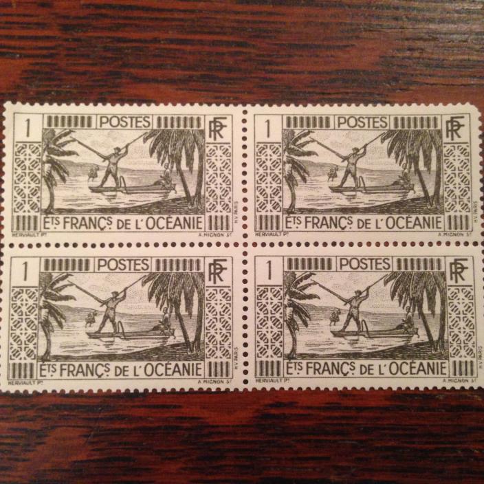 1934 FRENCH POLYNESIA #80 MNH, Block of 4 stamps, VF, OG 
