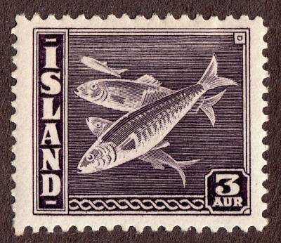 Iceland, 218  (Michel 209B)  Herring Fish 3a Dark Violet  MH OG