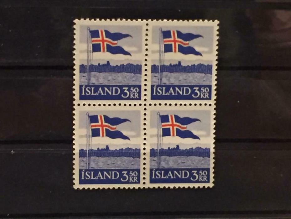 1958 Iceland Flag Sc. #314 Block of 4 MNH