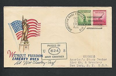 ICELAND 1941 U.S. Military Cover with Cachet- APO 810 to NYC Passed by Censor