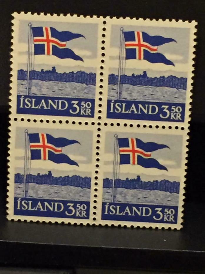 1958 ICELAND Flag Sc. #313 Block of 4  MNH