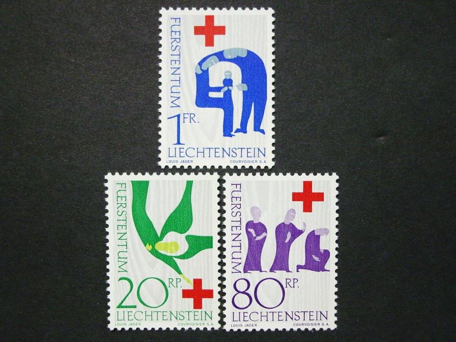 Liechtenstein, 1963 Red Cross, Scott 376-78, 3 Stamps, MNH