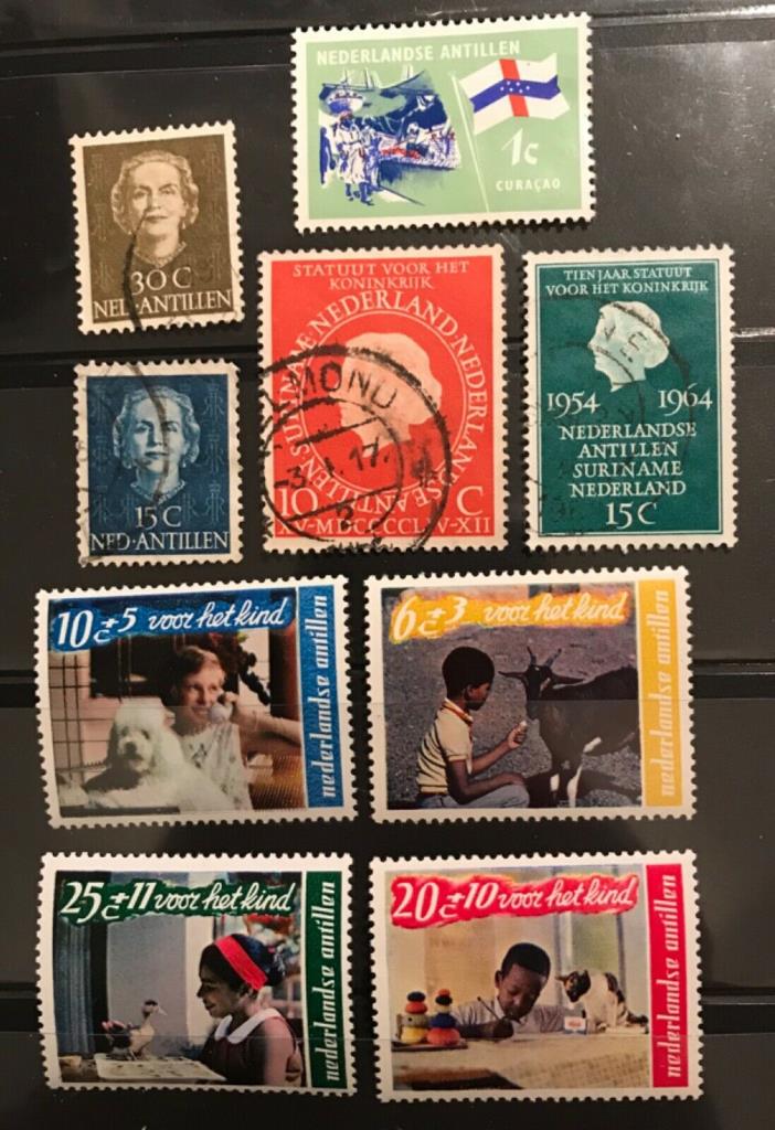 Netherlands Antilles postage stamps lot of 9 old                    Mr