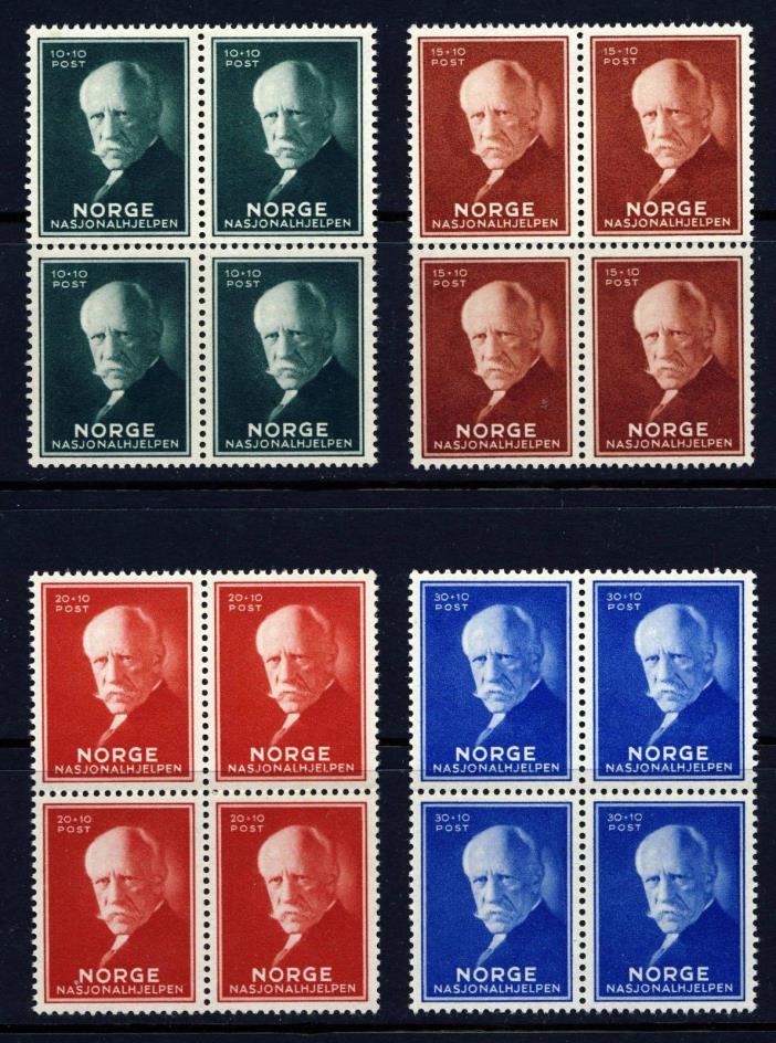 NORWAY 1940 Fridtjof Nansen BLOCKS (B15-18) - Mint Never Hinged