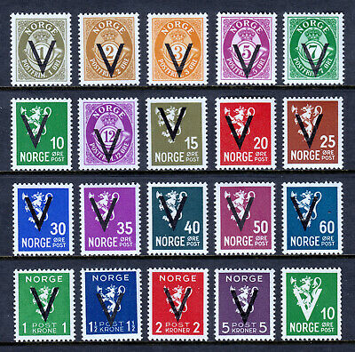 NORWAY — SCOTT 220-239 — 1941 V OVPT. GERMAN OCC. SET (UNWMK) — MNH —SCV $100.00