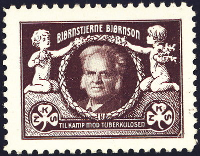 NORWAY 1910 Christmas Seal (NKS 5) Bjørnstjerne Bjørnson - Mint Never Hinged