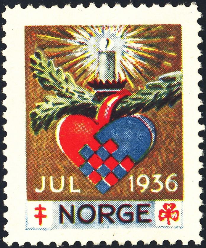 NORWAY 1936 Christmas Seal (NKS31) Yngve Anderson, artist - Mint Never Hinged