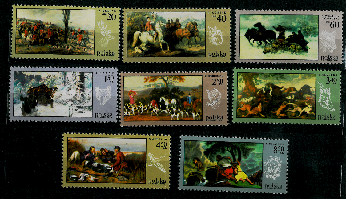 Poland 1968 : Hunters in paintings  // Set of 8 stamps