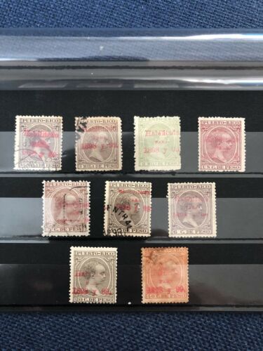 Puerto Rico... 154A, 155, 156, 158, 161, 162, 166, 168 & 169. Used. Year 1898.