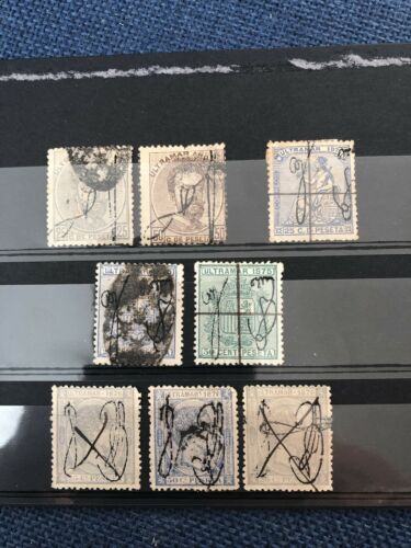 Puerto Rico First Stamps...  1, 2, 4, 5, 6, 8, 9 & 11.  Used. Years 1873-1876.