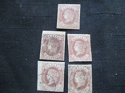 FIVE NO. 56 USED SPAIN STAMPS. LOT 85.