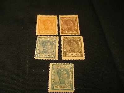 FIVE [5] SPANISH GUINEA STAMPS, # 63-67 MH. NO'S ON BACK  LOT H 11.