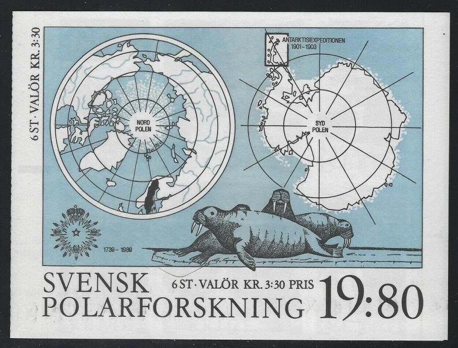 Sweden 1989 19.80Kr Polar Exploration Booklet Sc# 1754a NH