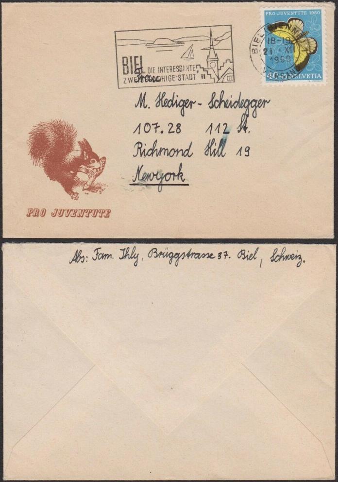 Switzerland 1959- Used cover and used stamp to New York... (5G-28067) MV-3530