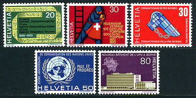 Switzerland 510-514, MNH.Telex Tape; Fireman; Pro Infirmis; UN Emblem; UPU, 1970