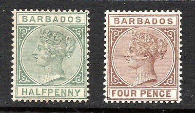 Barbados Stamps QV 1/2p & 4p MH #FZ1604