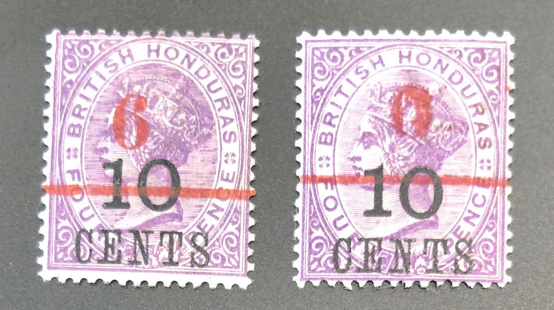 BRITISH HONDURAS  34  34b (6 Known)  Very Nice Mint Hinged Issues   OD h909