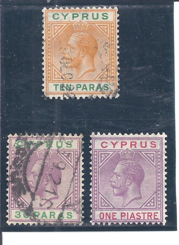 CYPRUS...# 72, 74 & 77...1921/23...Mint & Used...SCV $ 19.50