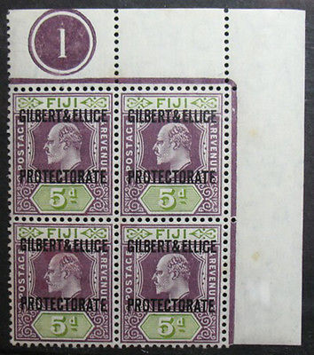 1911 GILBERT ELLICE IS 5d SCOTT# 5 SG# 5 UNUSED BLOCK NH CS06813