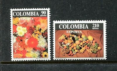 Colombia C848-49, MNH, EXPORT PRODUCTS FLOWERS FRUITS1992 x23560