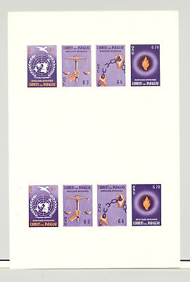 Paraguay #565-568 Human Rights, UN 2v Imperf M/S of 4 on Collective Sheet