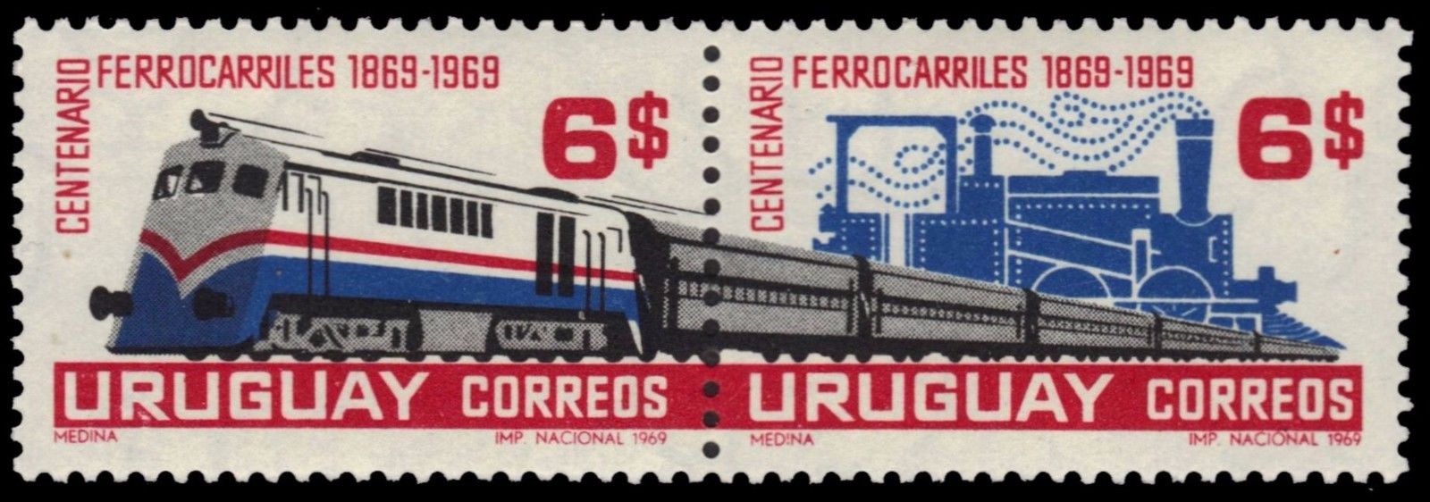 URUGUAY 771a (Mi1145i) - National Railroads Centenary (pf1908)