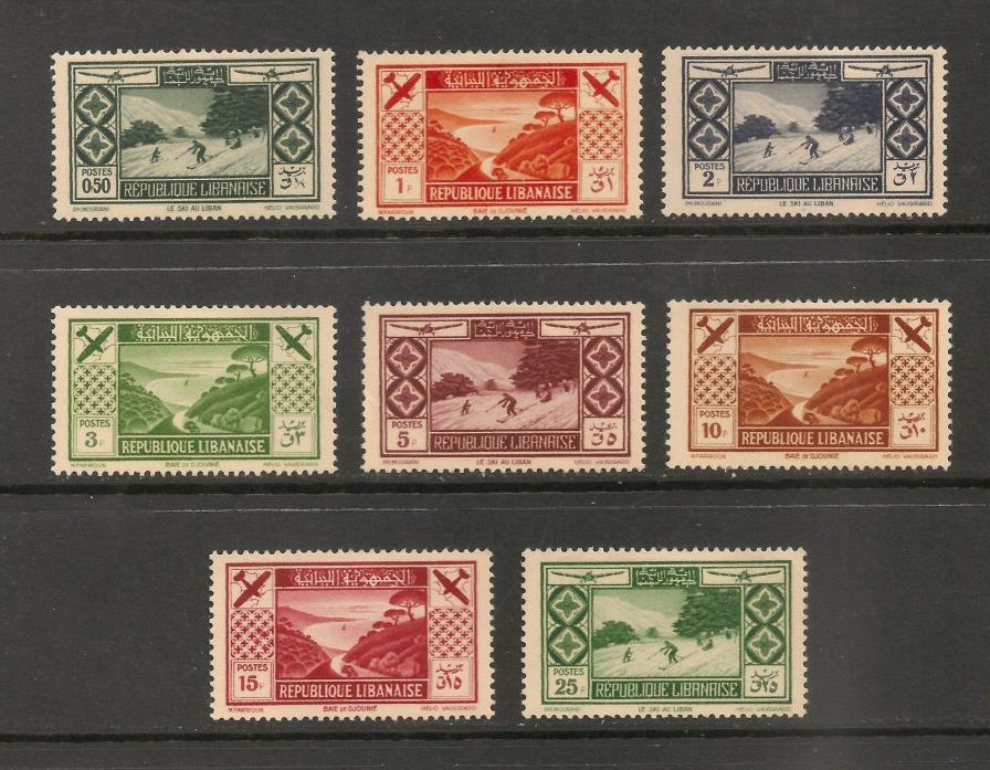 Lebanon #C49-C56 VF MLH - 1936 50c to 25p Tourist Publicity Airmail SCV $185.00