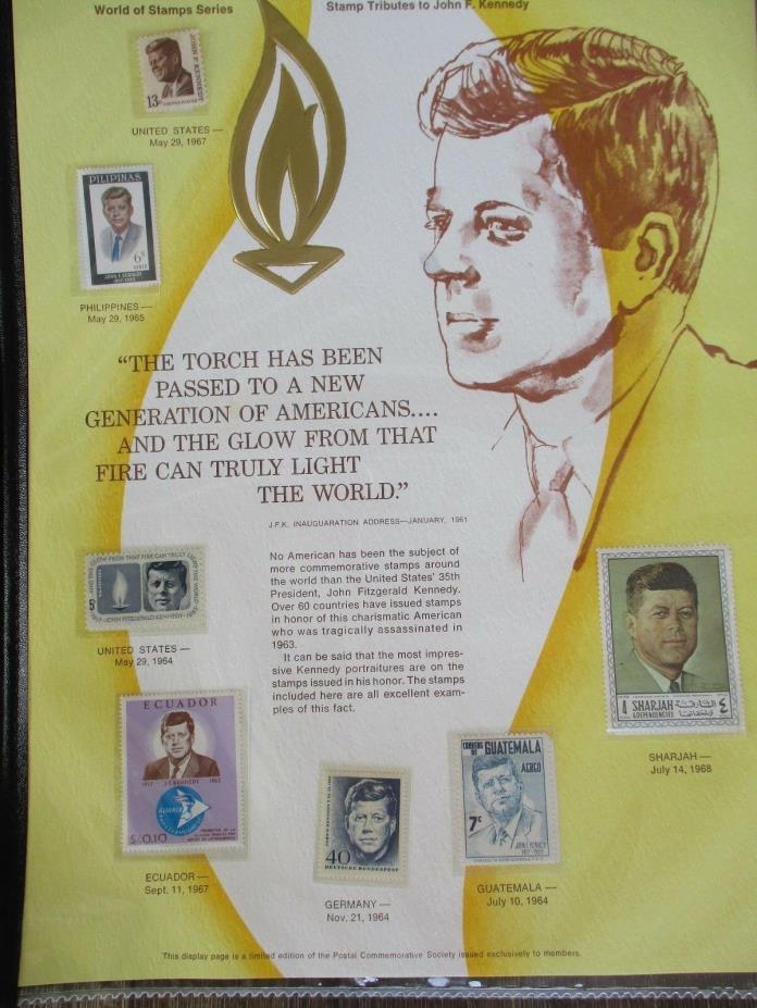 SHARJAH JOHN F Kennedy SET OF 7 WORLD OF STAMPS SERIES TORCH RARE PRESIDENT