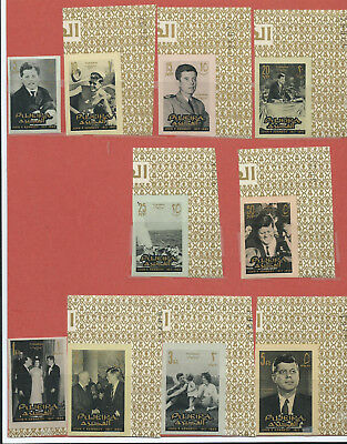 Fujeira JFK Memorial...1965 3 complete sets of 10 - Imperforate, perforate....