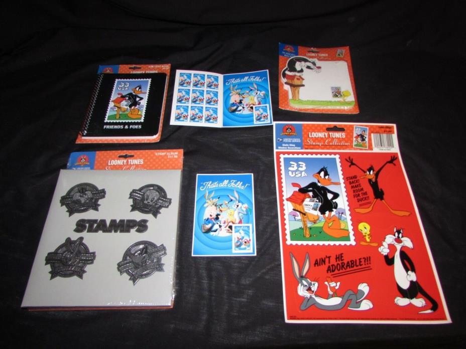 Looney Tunes Stamp Collection Album u.s. stamps address book cling sheet 1999